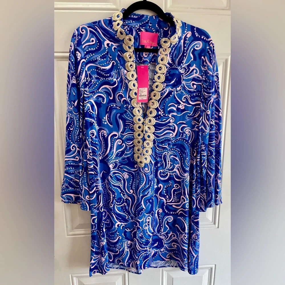 🚫SOLD🚫NWT Lilly Pulitzer Gracelynn Stretch Dress In Coastal Blue Whispurr💙 - Picture 3 of 16